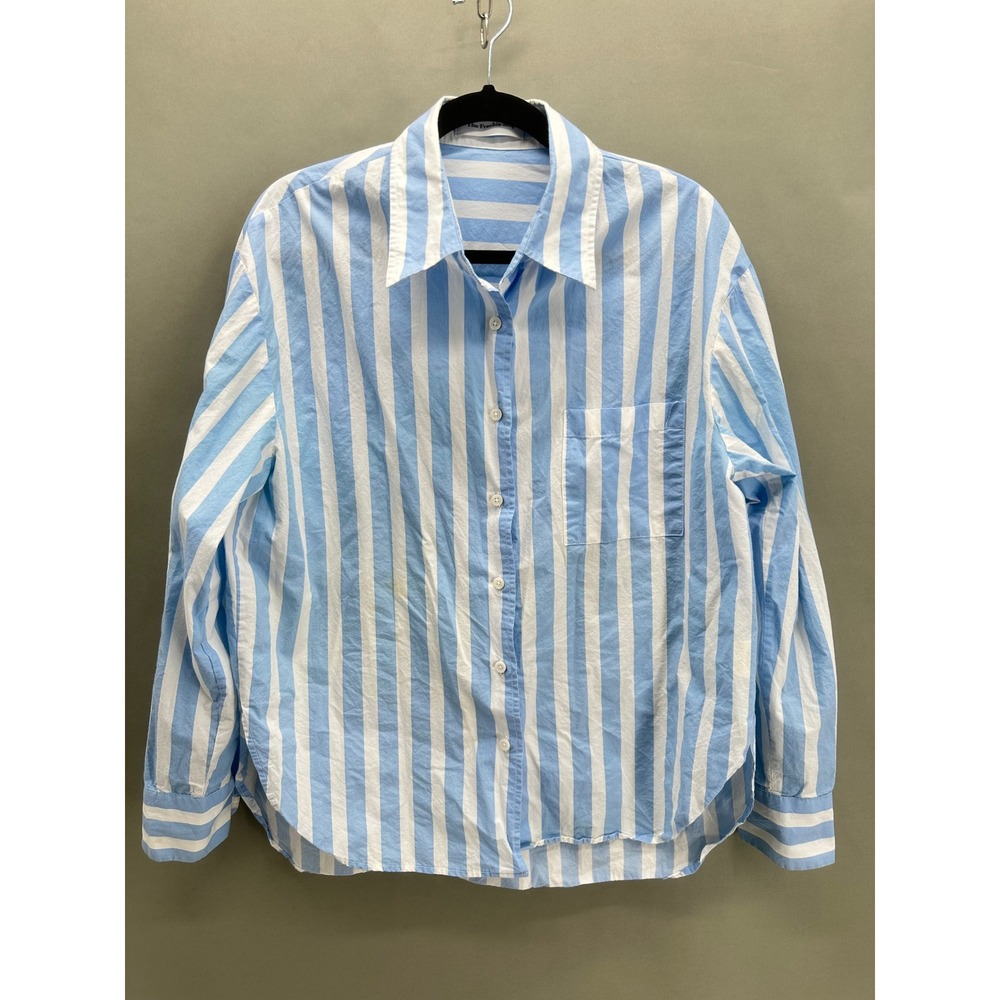 The Frankie Shop Stripe Poplin Shirt Light Blue White Oversized Layered Preppy